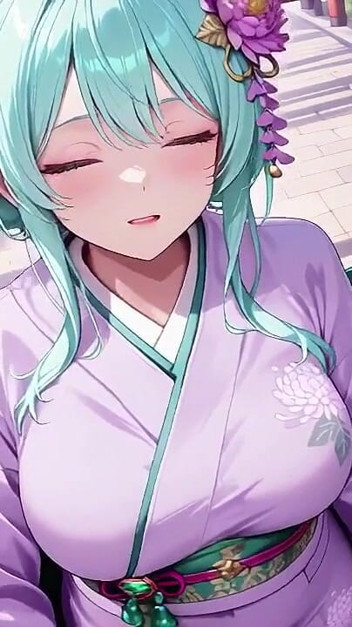 Purple Kimono Goddess! Can’t Handle the Wetness Under the Red Torii Gate