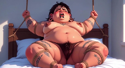 Fat BBW with Hairy Pussy in Bondage – Extremely Horny