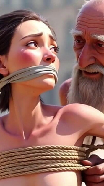 Public Street Bondage – Old Man Touching Helpless Horny Woman