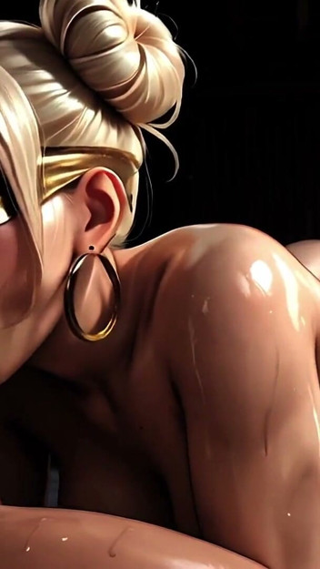 Fast Action – Golden Mask Blonde Wet and Blindfolded in the Bamboo House