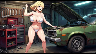 Funny Jokes and Boobs in Car Garage, Ai Animation