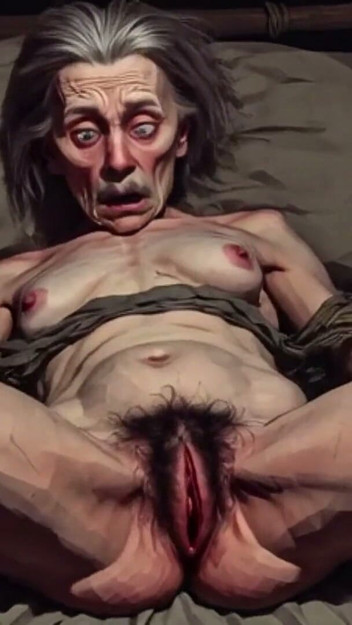 Very Ugly Old Granny in Rope Bondage – Shaking with Pleasure and Orgasm